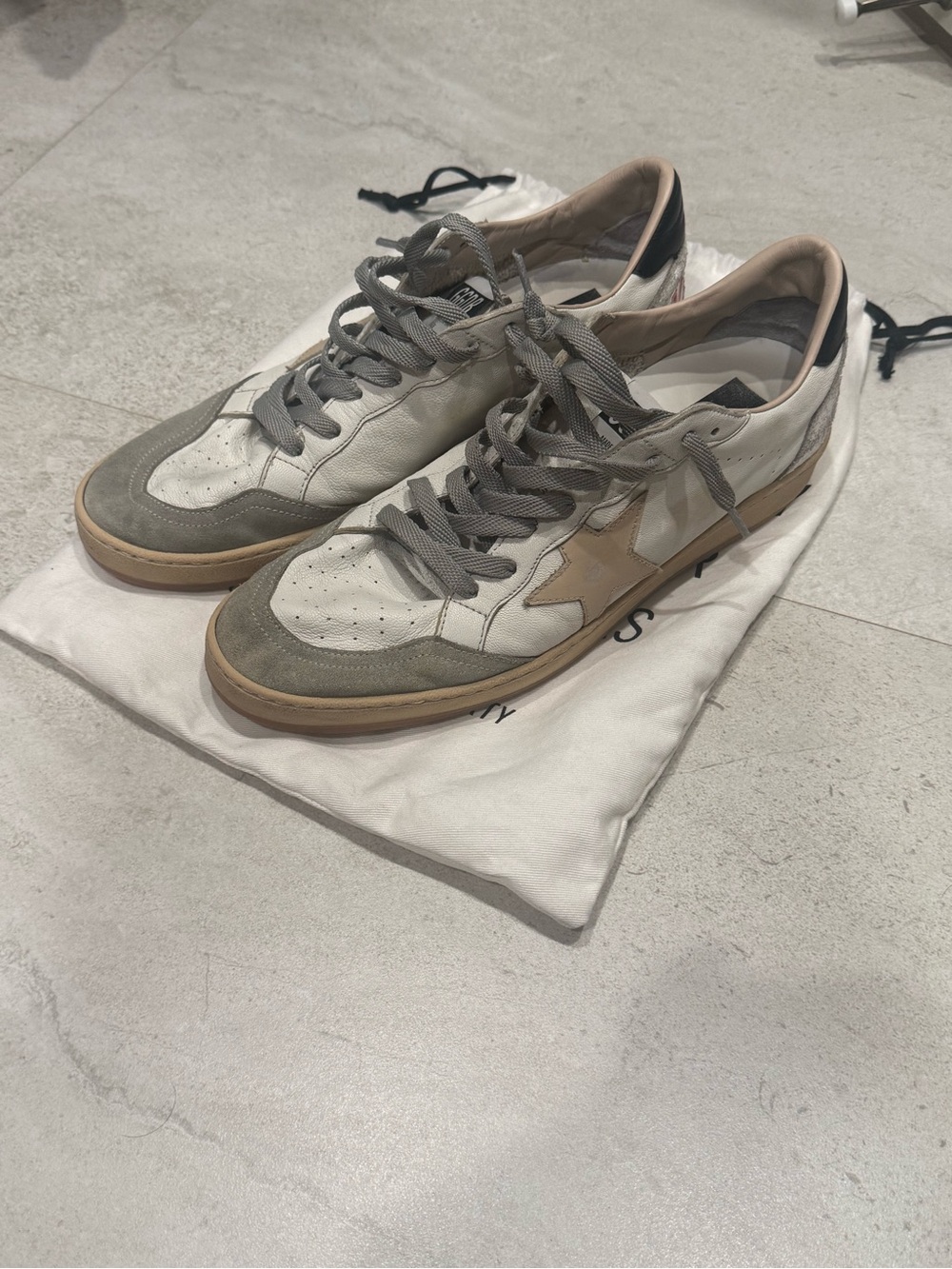 Golden Goose Ball Star Sneakers Men’s Size 45 (US 12) White/Grey Distressed